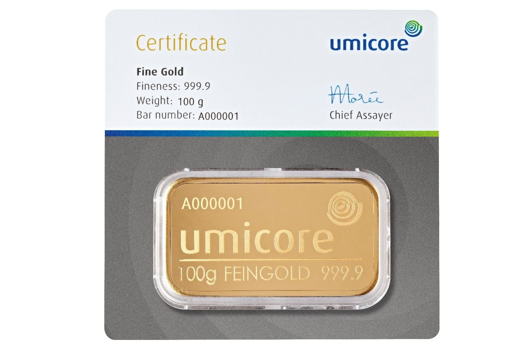 Umicore goudbaar 100g
